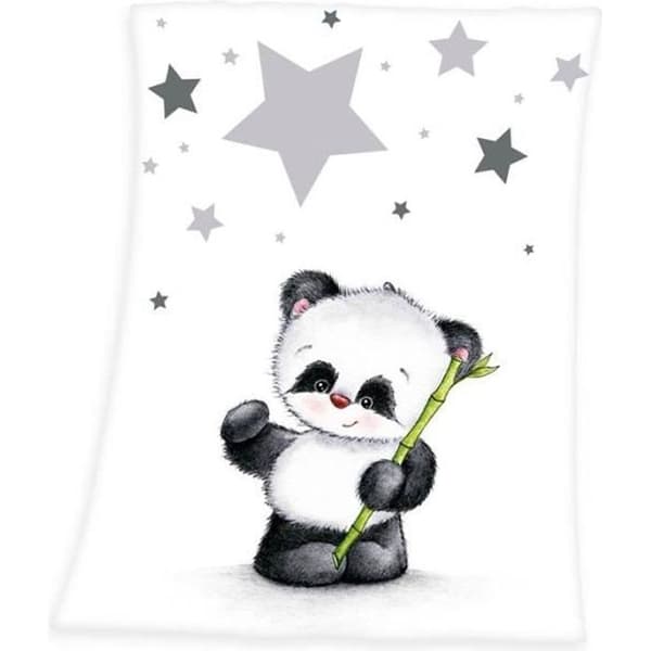 Överdrag - BABY BEST - Panda - 100% polyester - 75x100 cm - Vit
