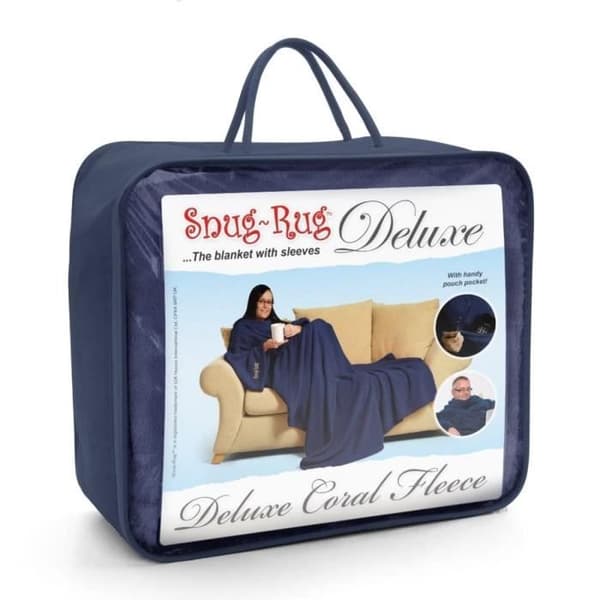 Snug Rug DELUXE filt med ärmar - One Size - Vuxen Fleece - 137 x 183 cm - Marinblå