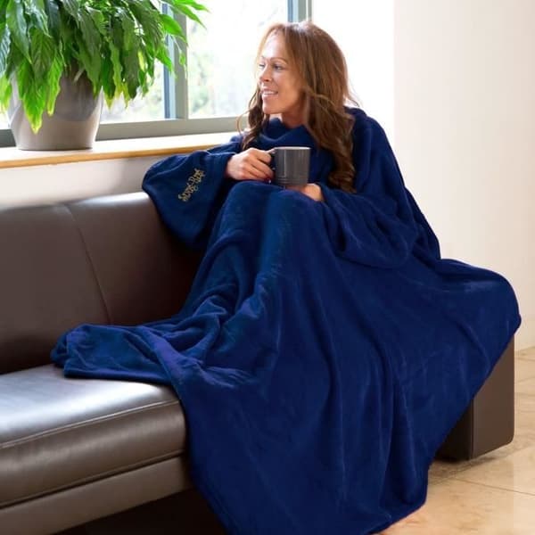 Snug Rug DELUXE filt med ärmar - One Size - Vuxen Fleece - 137 x 183 cm - Marinblå