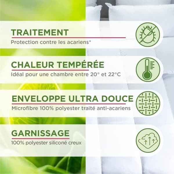 Couette - BLANRÊVE - Serenitet - Tempererad 300g/m² - 240x220 - Antikvalster - Vit