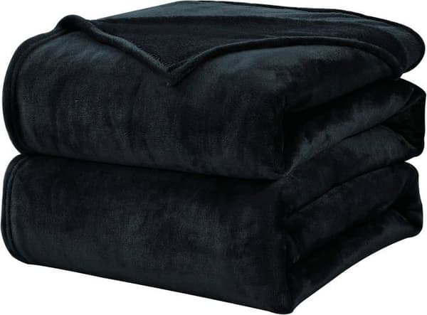 Fleecefilt - WAVVE - mjuk, varm och andningsbar mikrofiber - 150x200 - Svart