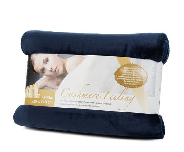 Gözze - 40128-05-220240 - Gozze - Premium Cashmere-känsla mysig filt, 500 g/m, 220 x 240 cm - Marinblå