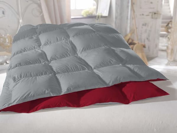 Mb home basic - B-II-IC-2P-05-bord/grigioch - Island Tvåfärgat vintertäcke för dubbelsäng Bordeaux/Ljusgrå