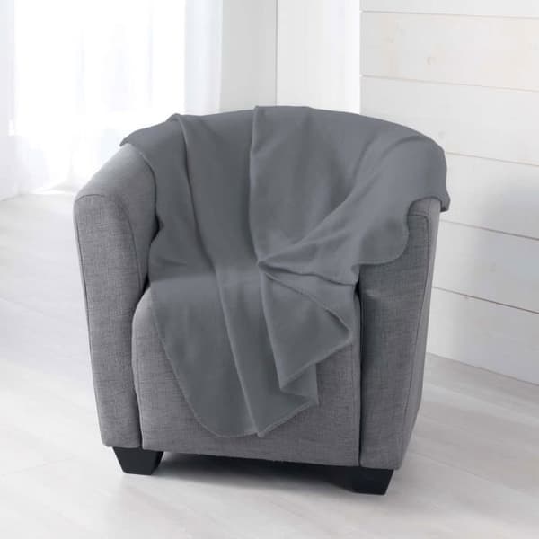 Pläd - MJUK INTERIÖR - Snöig - 125 x 150 cm - Fleece - Antracit