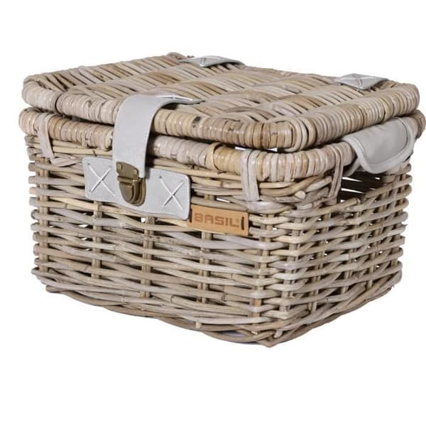 Basil Denton Small Fietsmand - Voor - Rotan - 11 liter - Grijs