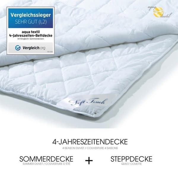 Aqua-textil - 1001419 - 4 Seasons Täcke 150x220cm Knäppta filtar Vinterset 950g Sommar 750g Luftkonditionering Oeko-TEX