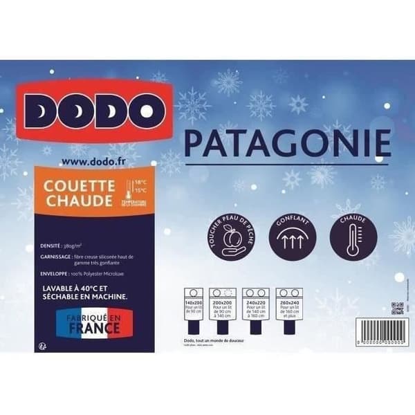 DODO Vitt Patagonia varmt täcke - 240 x 260 cm
