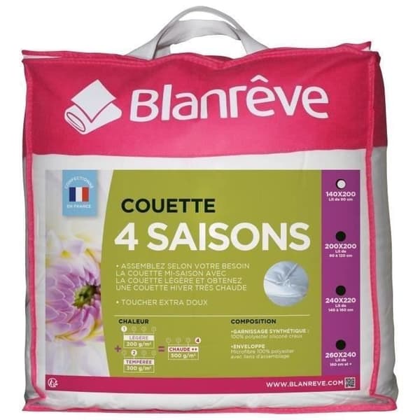 BLANREVE 4 säsonger påslakan - 140 x 200 cm - Vit