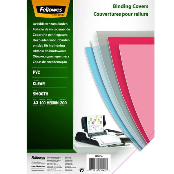 FELLOWES PVC A3 200 MICRONS 53764 BINDNINGSOMSLAG FÖRP. 100 T