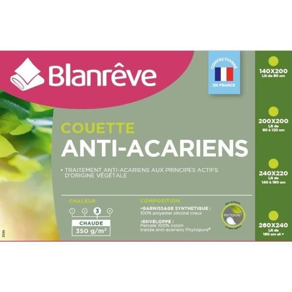 BLANREVE Percale varm täcke - Anti-kvalster - 350 g / m² - 140x200cm