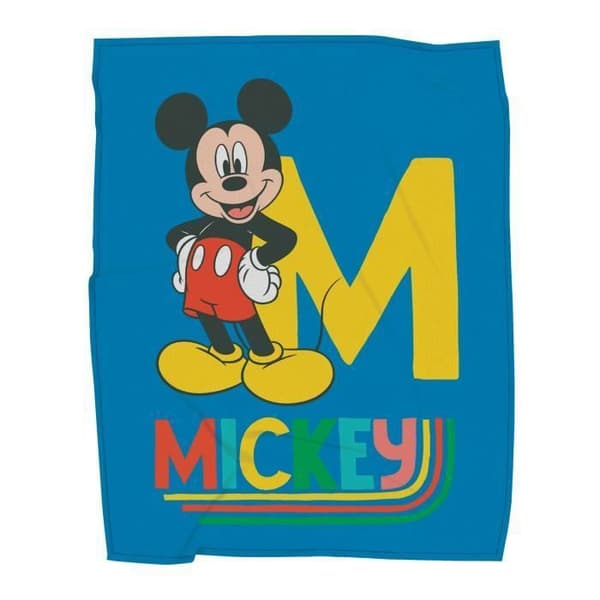 Tryckt fleecefilt - DISNEY - MICKEY GOOD DAY - Storlek: 125x150 cm - Blå - Syntet - Tvättbar i 30°