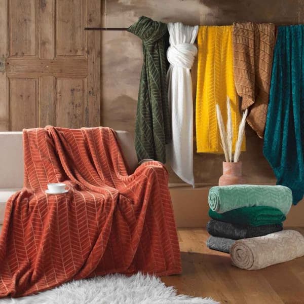 Rutig Flanell Enfärgad "Arya" 180x220cm Kamel