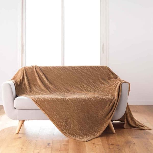 Rutig Flanell Enfärgad "Arya" 180x220cm Kamel