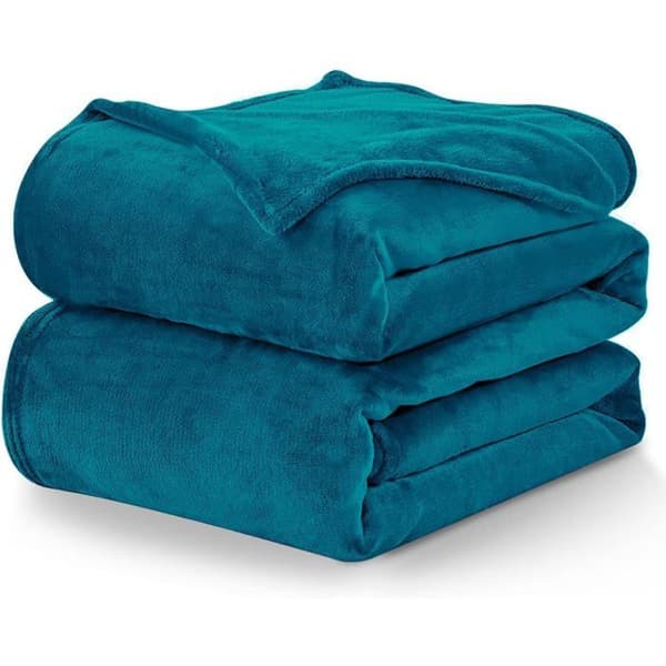 Fleecepläd - WAVVE - mjukt, varmt och andningsbart microfiber - 240x220 cm - Turkos
