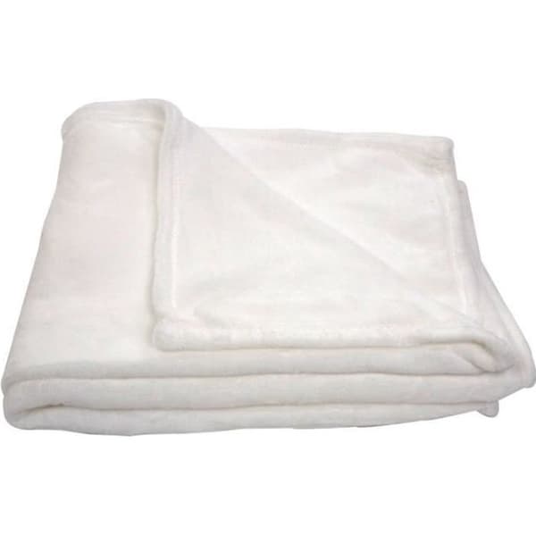 Rutig fleece i enhetlig vit 130x180 cm