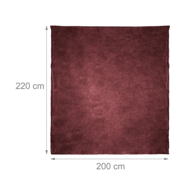 Relaxdays Stor mjuk fleecefilt gosig 200 x 220 cm tvättbar 30 °C i polyester, bordeaux