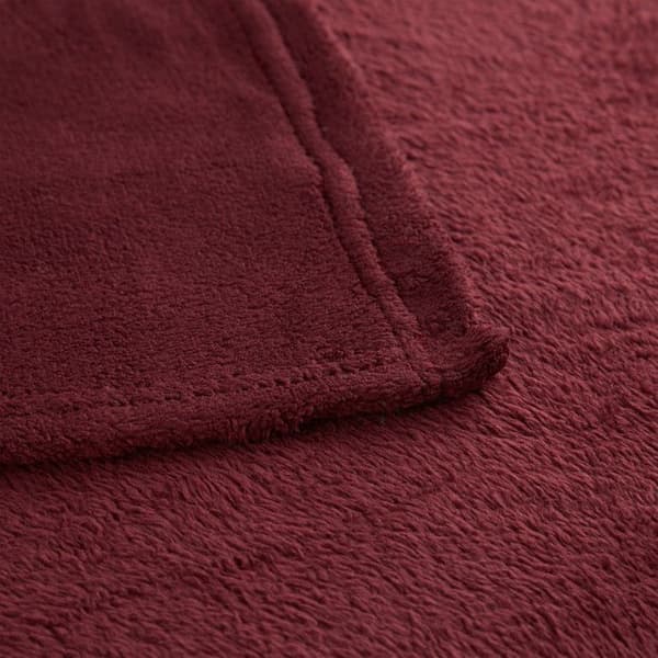 Relaxdays Stor mjuk fleecefilt gosig 200 x 220 cm tvättbar 30 °C i polyester, bordeaux