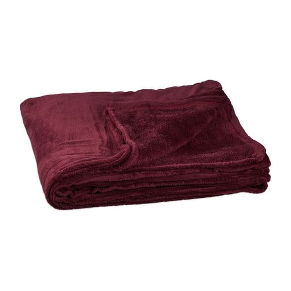 Relaxdays Stor mjuk fleecefilt gosig 200 x 220 cm tvättbar 30 °C i polyester, bordeaux