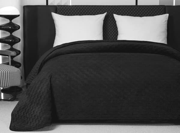 Elegant sengetæppe 170x210 cm med sort kantbånd
