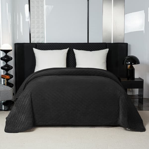 Elegant sengetæppe 170x210 cm med sort kantbånd