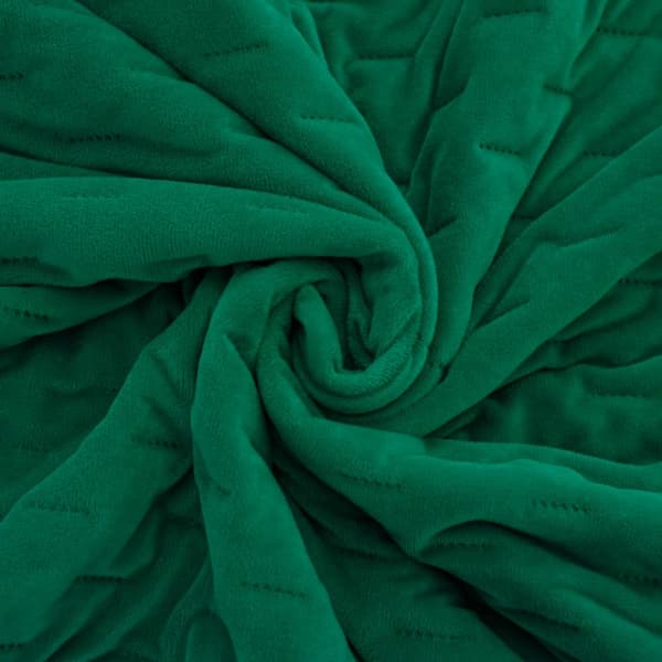 Elegant sengetæppe 220x200 cm med grøn kantbånd