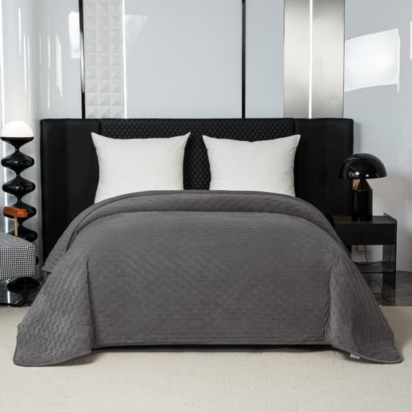 Elegant överkast 170x210 cm med mörkgrå kantband
