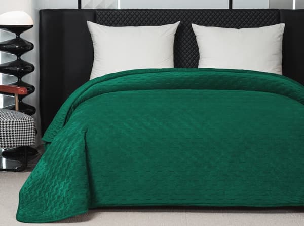 Elegant överkast 170x210 cm med gröna kanter
