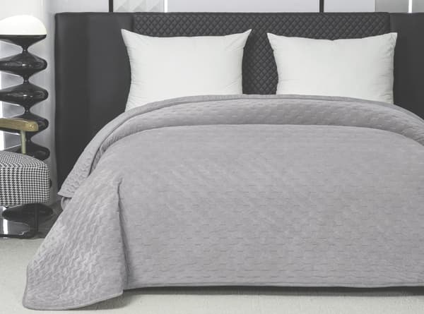 Elegant överkast 170x210 cm med ljusgrå kantband