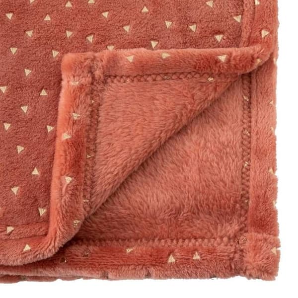 Plaid Barn - ATMOSPHERA - Terrakotta - 75 x 100 cm - Guldmönster - Polyester