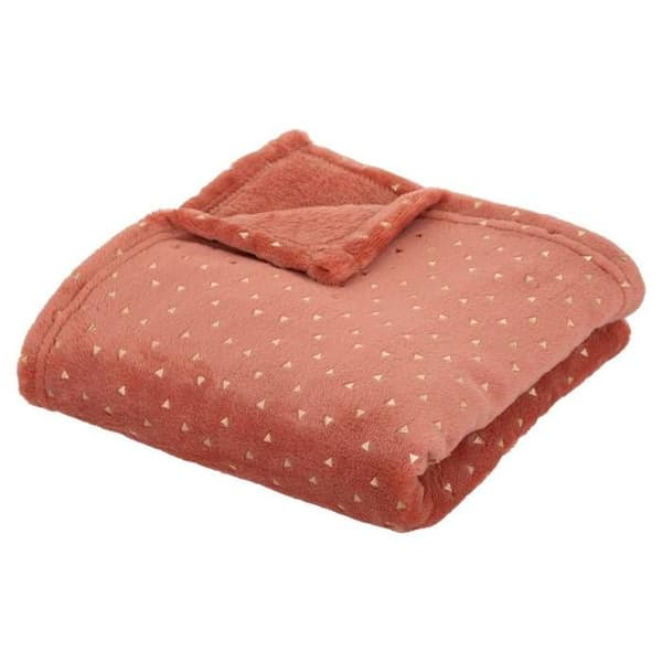 Plaid Barn - ATMOSPHERA - Terrakotta - 75 x 100 cm - Guldmönster - Polyester