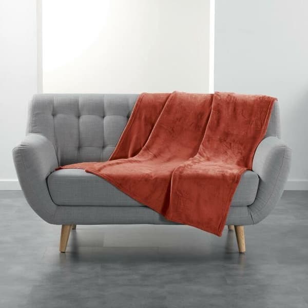 PLÄD 125 x 150 CM PLAIN FLANNEL FLANOU TERRACOTTA