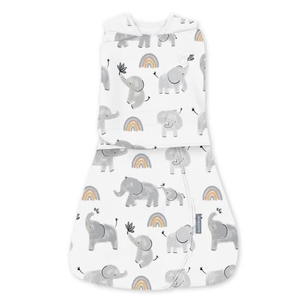 INGENUITY, Swaddling Bag, sovsäck för elefanter, för mellansäsong TOG 1. Justerbar från 3 till 6 månader, Oeko-Tex-certifierad