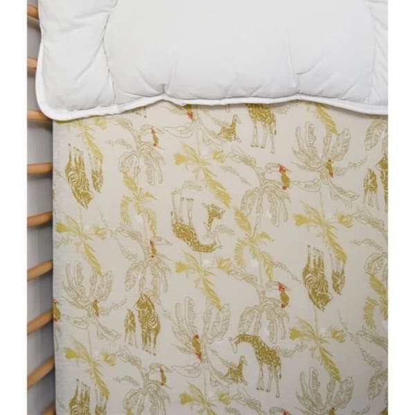 Barnlakan i jersey med Savannah-djurtryck, gul, 60x120 cm