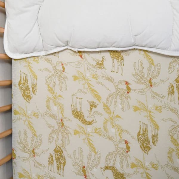 Barnlakan i jersey med Savannah-djurtryck, gul, 60x120 cm