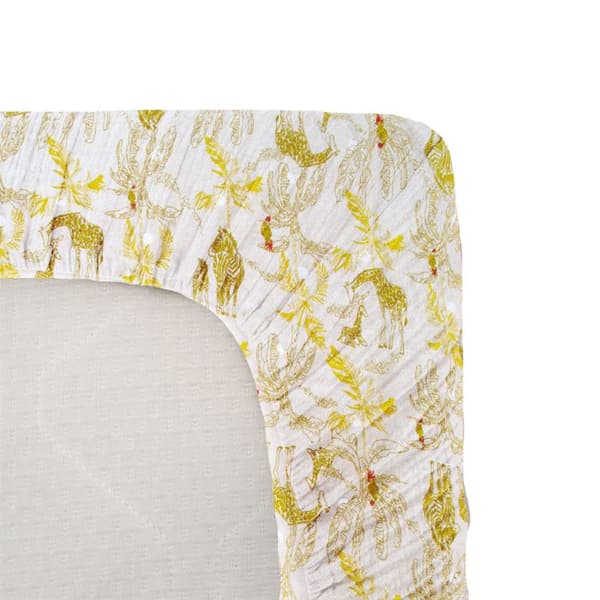 Barnlakan i jersey med Savannah-djurtryck, gul, 60x120 cm