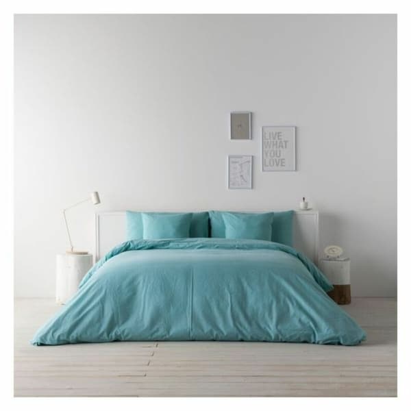 Nordisk cover Naturals Lino Grøn - UK dobbeltseng (220 x 220 cm)