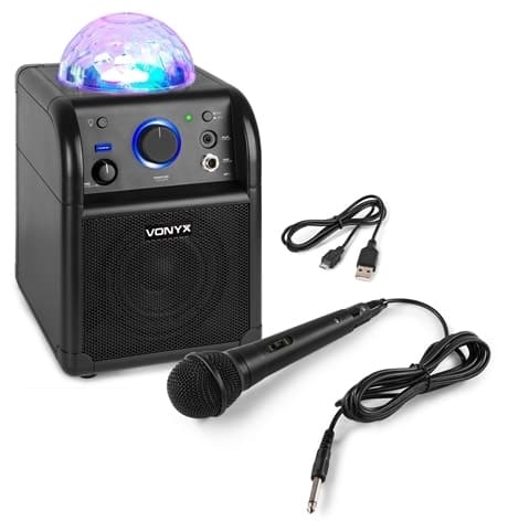 Vonyx SBS50B BT, Karaokemaskin Partyhögtalare, LED, svart