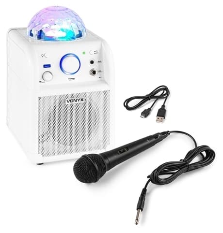 Vonyx SBS50W BT, partyhögtalare, Mikrofon, LED, Vit