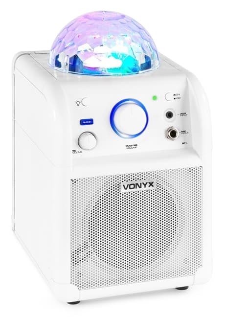 Vonyx SBS50W BT, partyhögtalare, Mikrofon, LED, Vit
