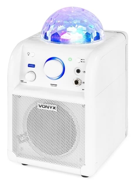 Vonyx SBS50W BT, partyhögtalare, Mikrofon, LED, Vit