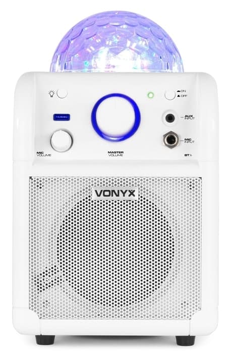 Vonyx SBS50W BT, partyhögtalare, Mikrofon, LED, Vit