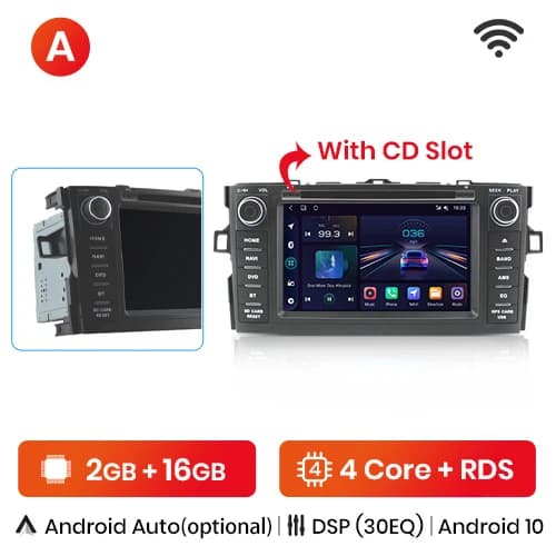 Toyota Auris bilens multimediaspelare, Android 100, GPS-navigation, WIFI 2GB-16GB