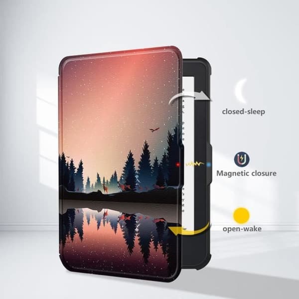 Fodral till Kobo Clara 2E Forest Protective Shell för Kobo Clara 2e - Tolino Shine 4 2022 Magnetic Cover Auto Wake-Sleep