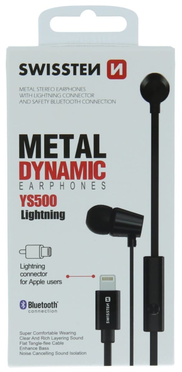 Swissten sluchátka earbuds dynamic lightning ys500 černá