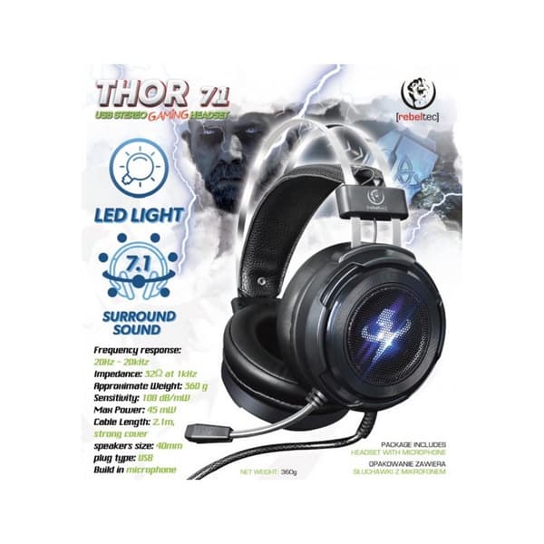 Słuchawki dla graczy USB 7.1 Thor