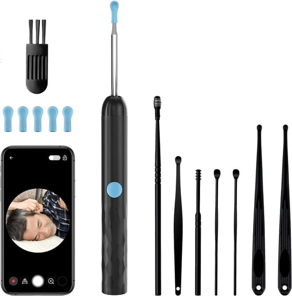 Visuell öronplockare HD endoskop smart öronplockare trådlös lysande öronplockare med 8-delat set
