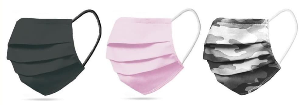3-PACK Tvättbart Munskydd Mix Svart, Ljusrosa, Camofluage