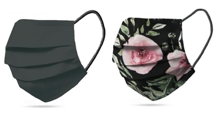 2-PACK Tvättbart Munskydd Mix Svart, Svart Med Rosa Rosor