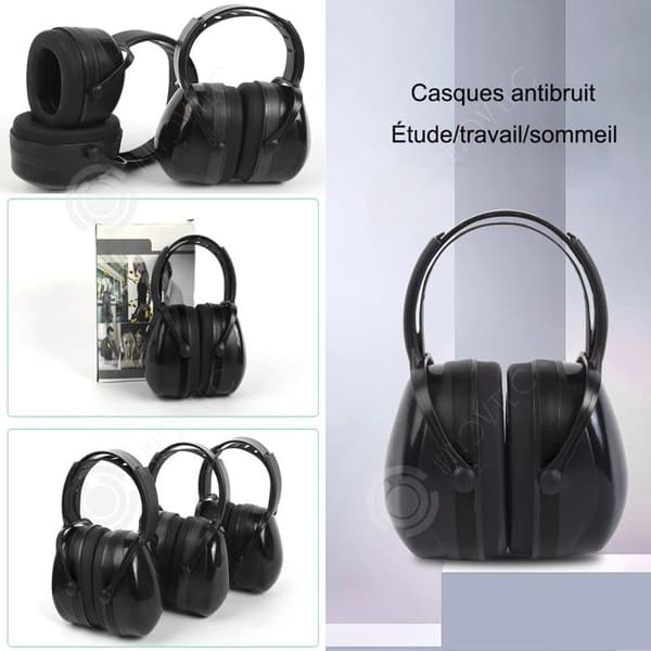 INN Hörselkåpor 14,5x19,5x10cm 30dB ljudisolerade skydd Hörselkåpor Sömnbrusreducering Svarta brusreducerande hörlurar