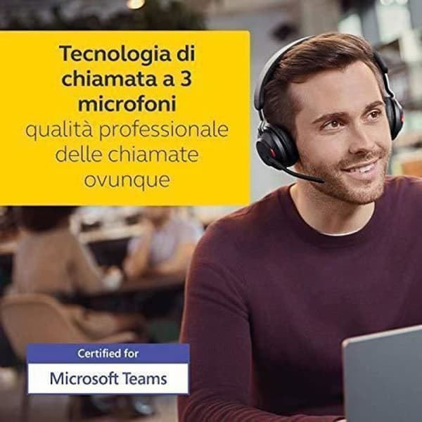 Jabra Evolve2 65 Trådlösa PC Hörlurar Ljud med Aktiv Bullerdämpning Certifierade för Microsoft Teams med Långvarigt Batteri Bluetooth-adapter